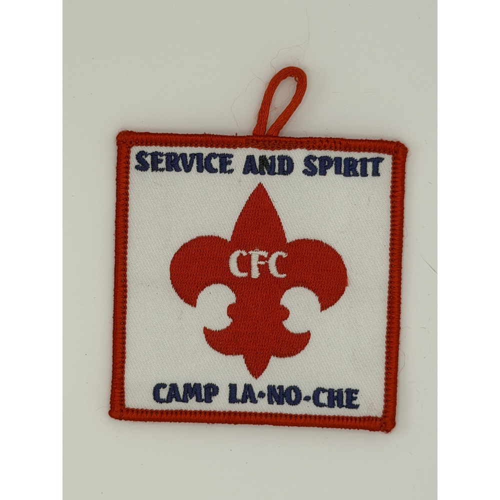 Camp La-No-Che CFC Service Spirit Scout Patch Red White Vintage Square